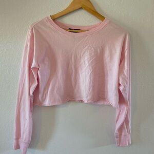 Forever 21 Loose Pink Long Sleeve Crop Top